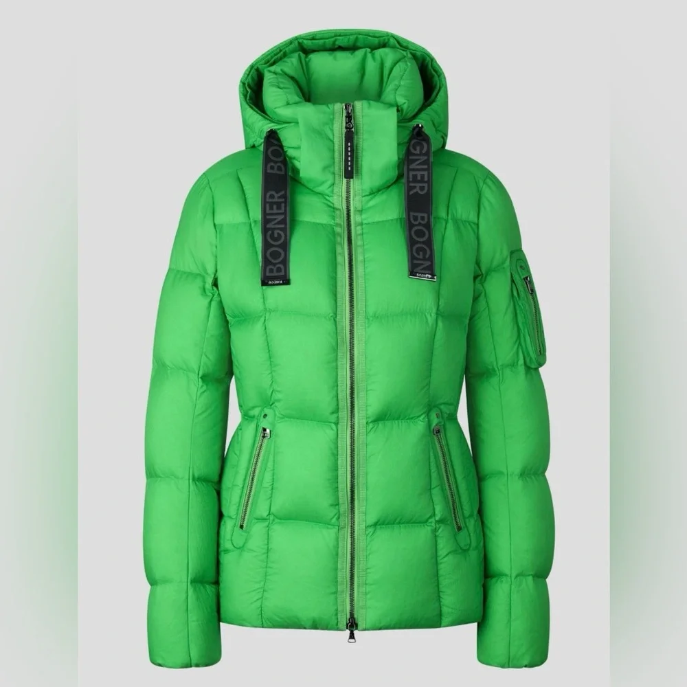 BOGNER Vibrant Lime Green Quilted Puffer Jacket Luxury Ski Coat